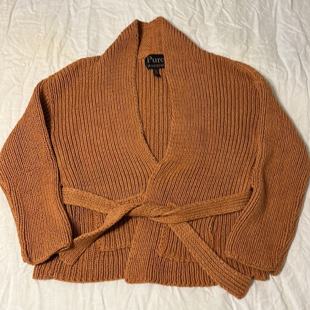 PURE Handknit Open Cardigan with belt